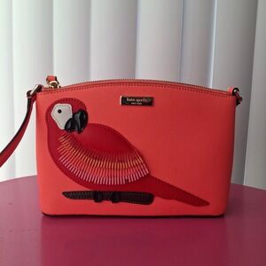 KATE SPADE Talk the Talk Millie Parrot Crossbody Bag Coral Red Bird Purse